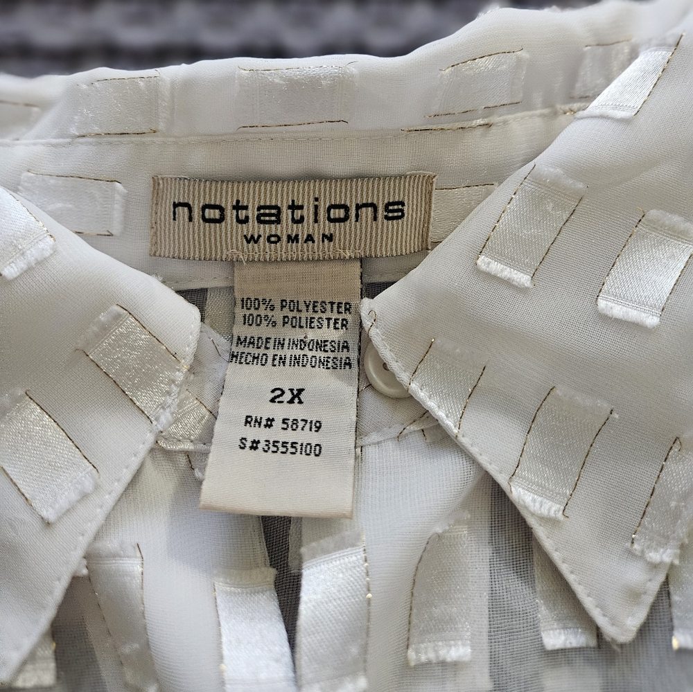 Notations Sheer Button Down Top - Size 2x - image 6